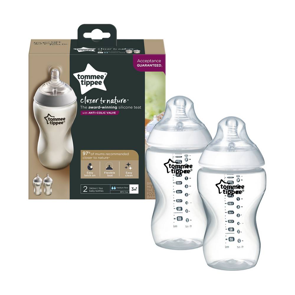 TOMMEE TIPPEE 340ML BOTTLE TWIN PACK 3M+ – A-Zee Babys World