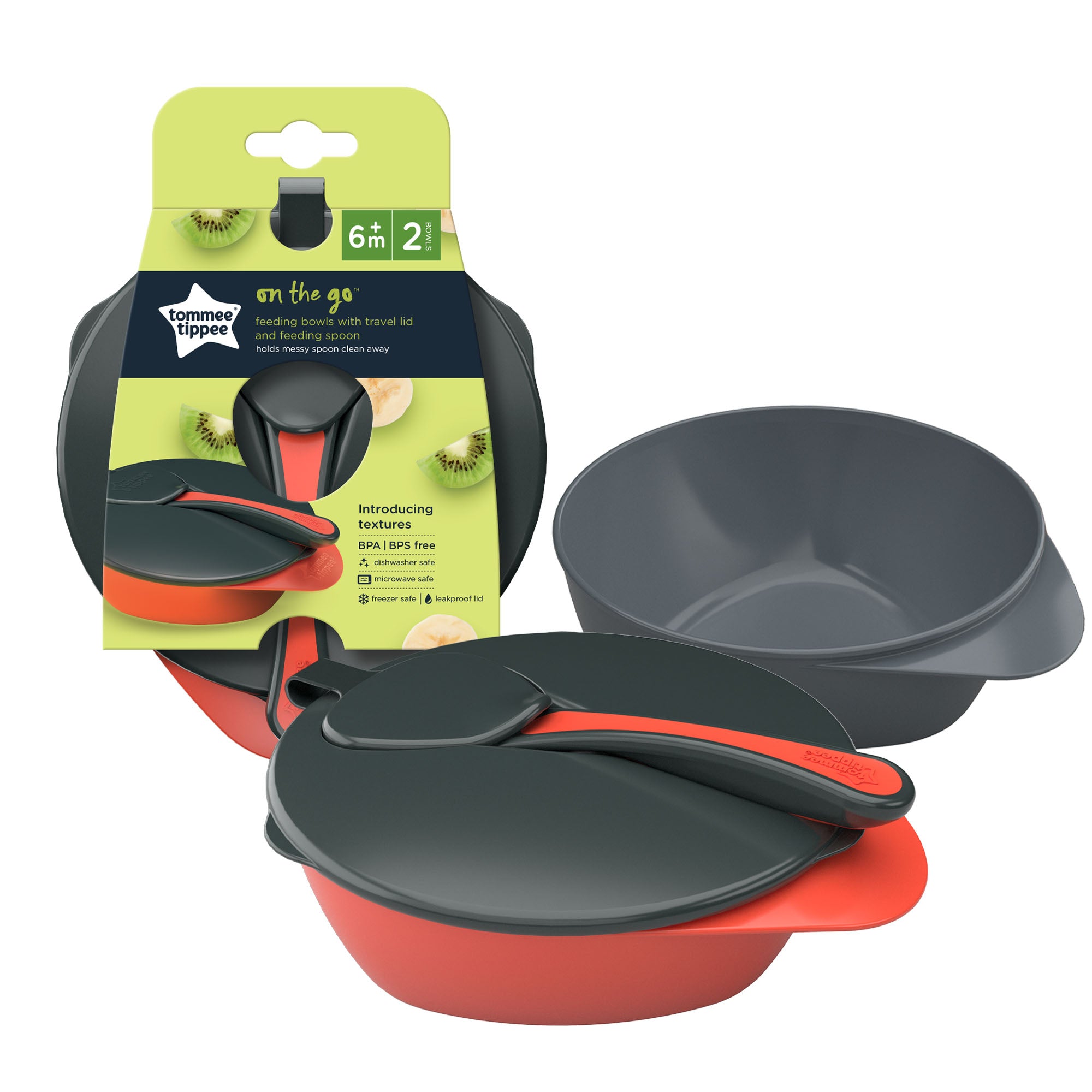 Tommee Tippee Easy Scoop Feeding Bowls With Travel Lid And Spoon