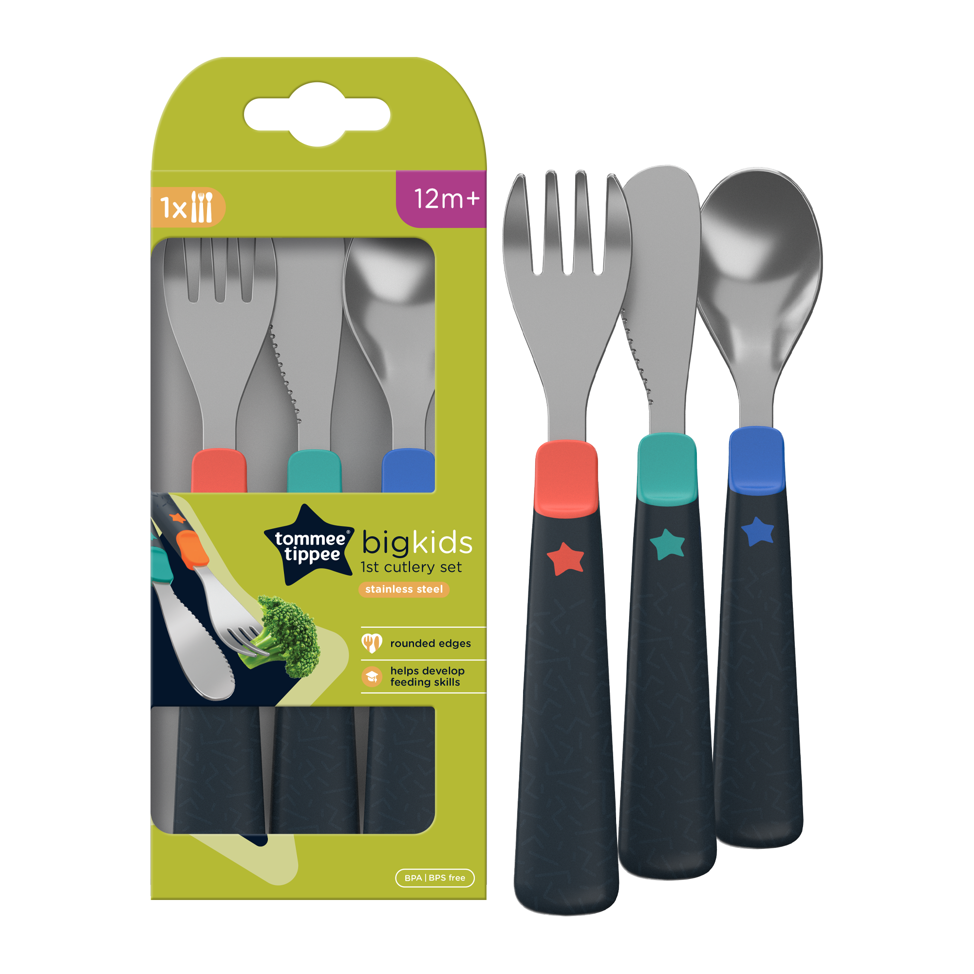 Tommee Tippee Big Kids Stainless Steel First Cutlery Set