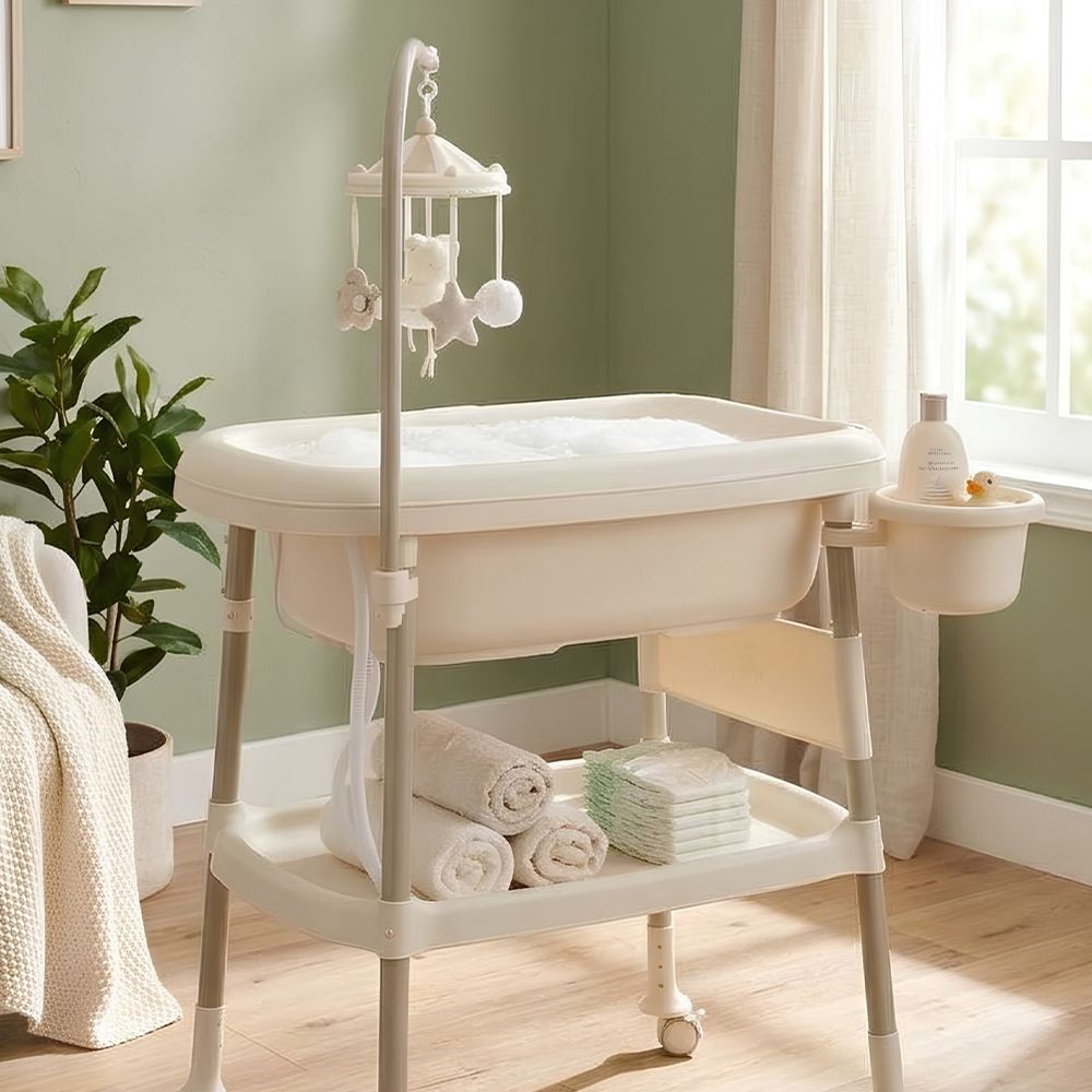Mola Nursery Baby Bath With Change Table Beige