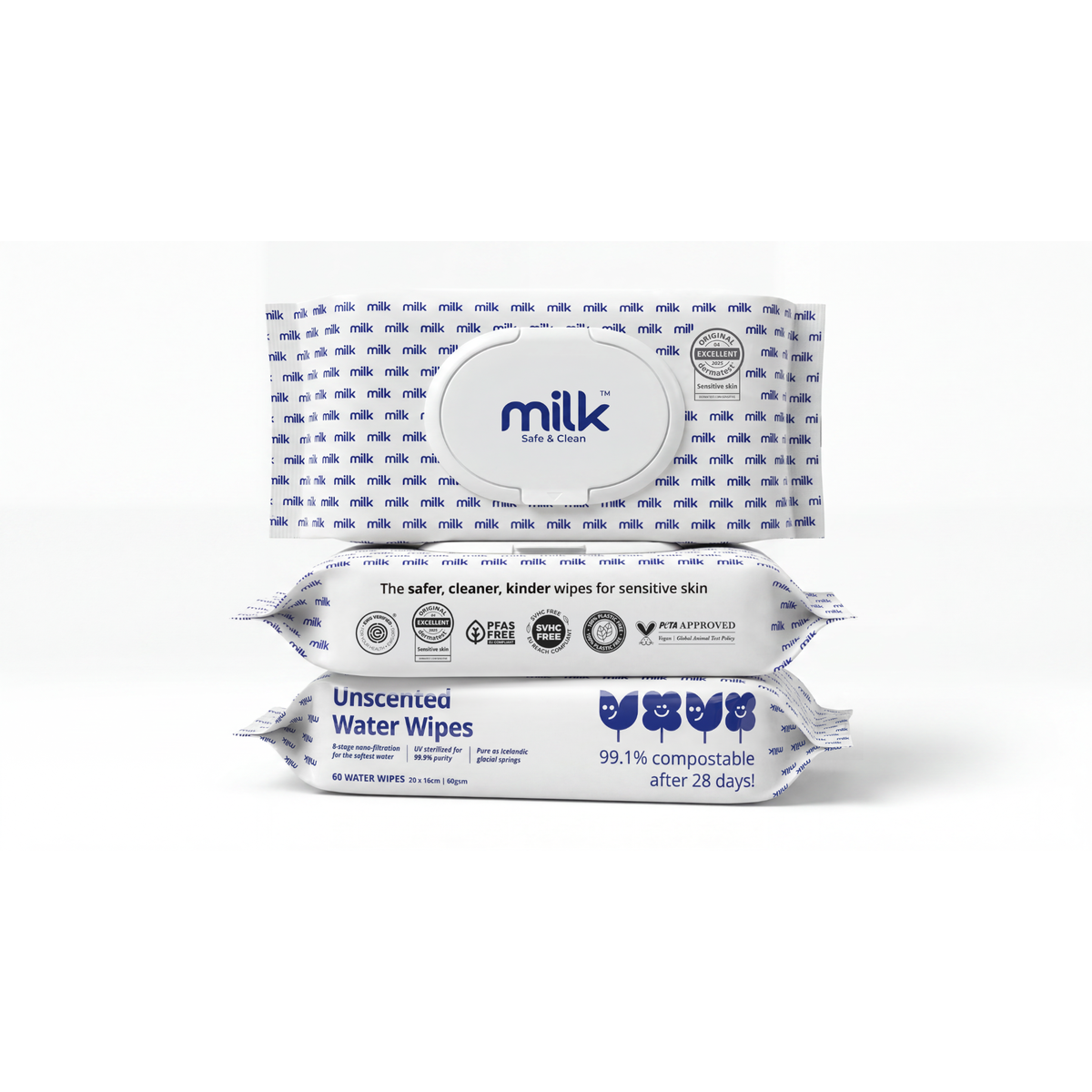 MILK™ Water Wipes 60 Count 12 × 60 Pack | 720 Wipes