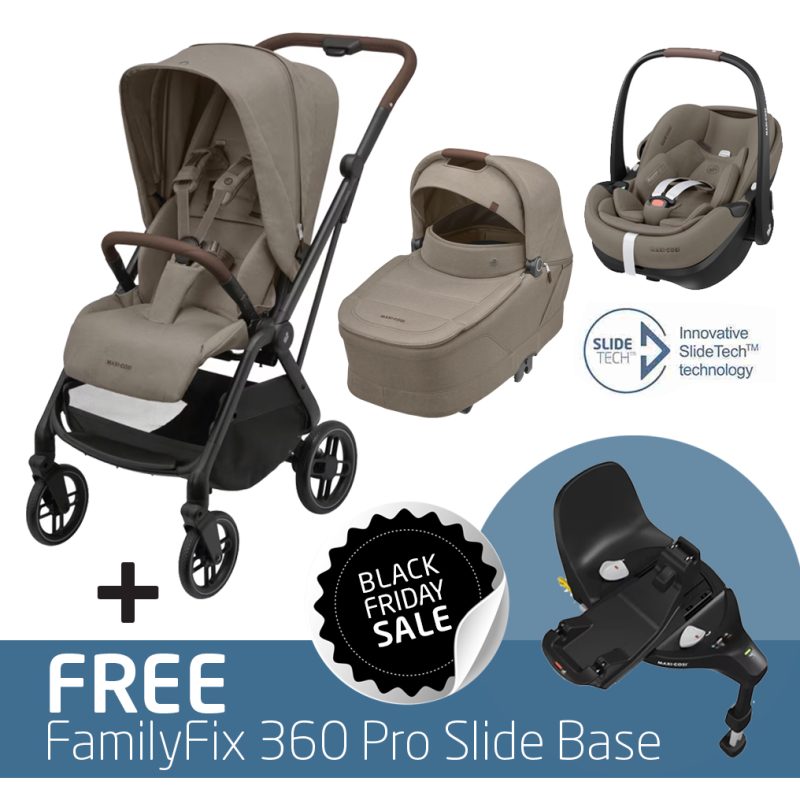 Leona² Travel System: Leona² Stroller + Sense Carrycot + Pebble 360 Pro Car Seat + FREE FamilyFix 360 Pro Slide Base