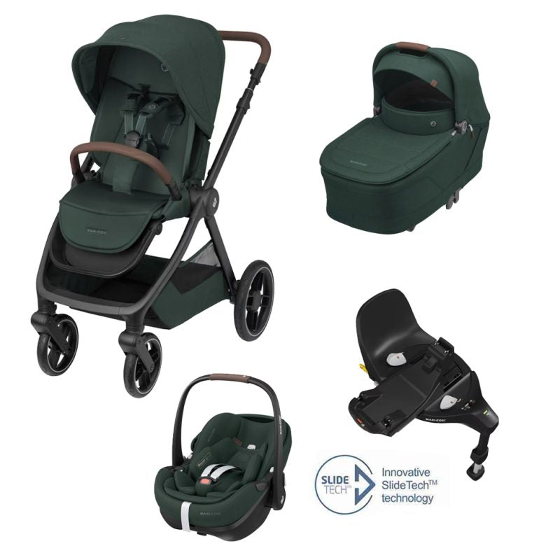 Maxi Cosi Oxford + Travel System: Oxford Stroller + Sense Carrycot + Pebble 360 Pro Car Seat + FamilyFix 360 Pro Slide Base
