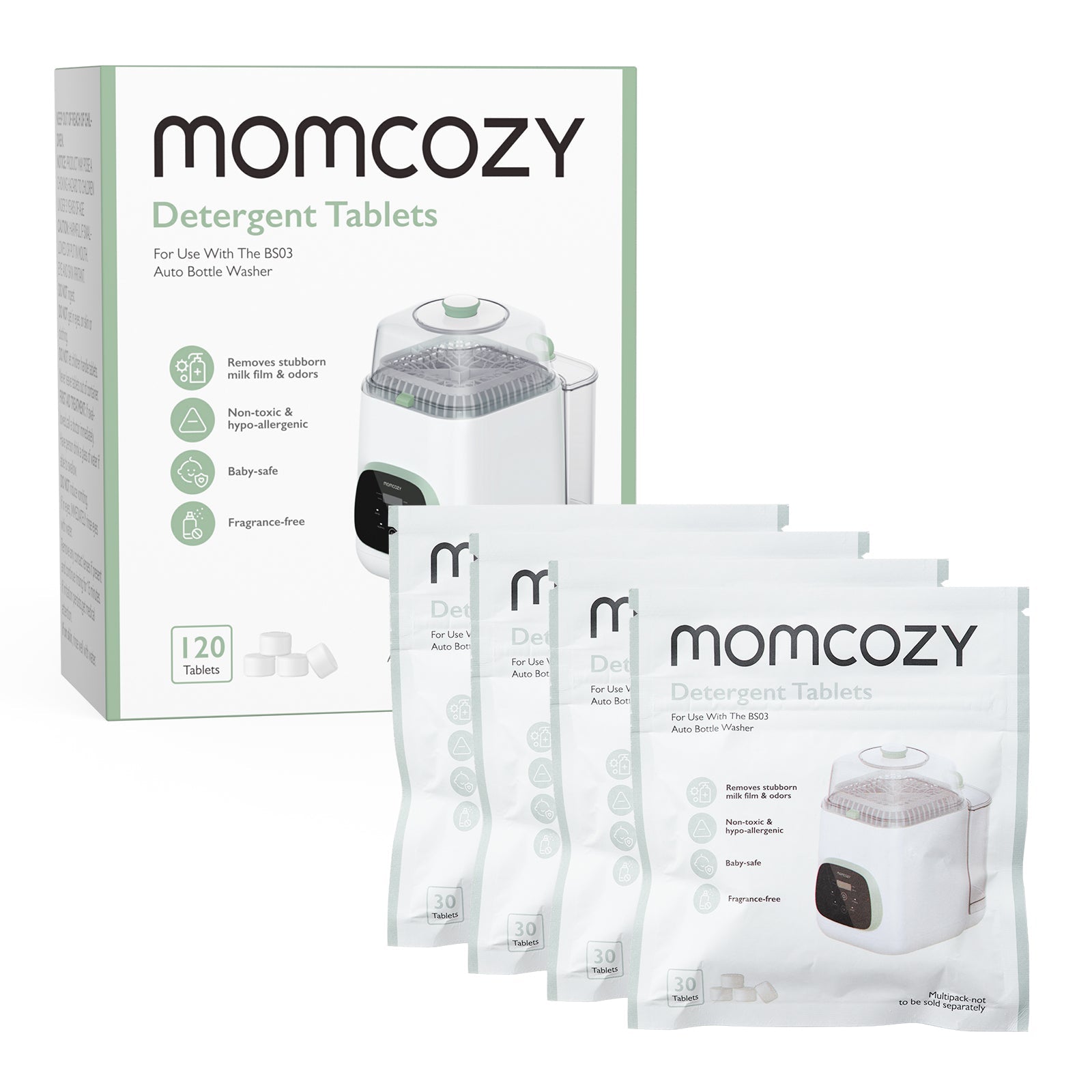 Momcozy Detergent Tablets for KleanPal Pro Bottle Washer (Pack of 120)