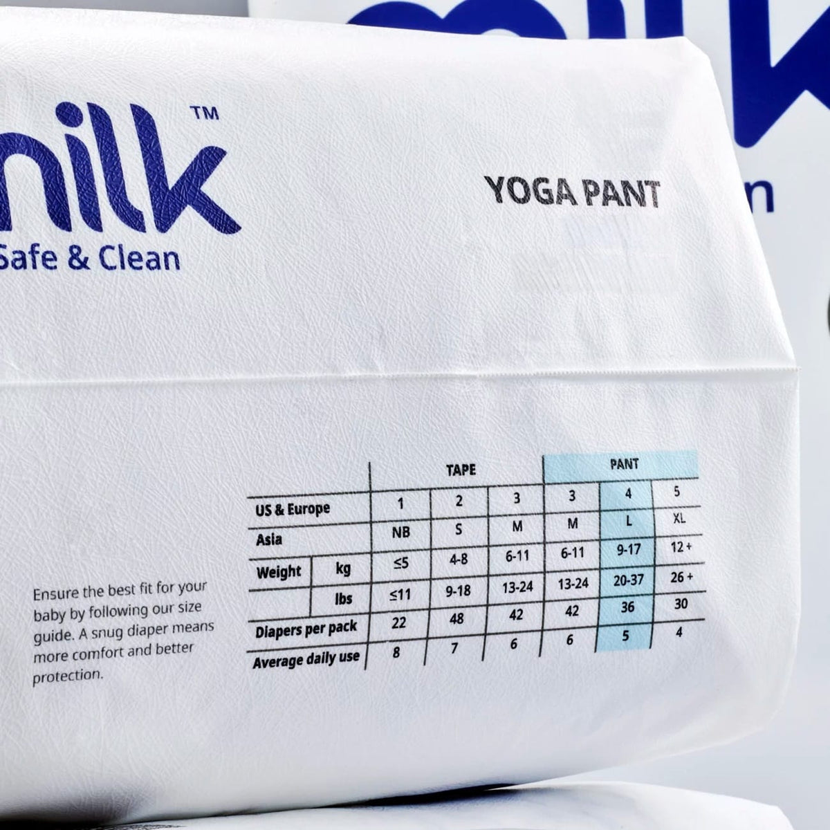 Milk Baby Diaper Yoga Pants Size M, 4 x 42 Count 6-11 kg 168 Diaper Pants