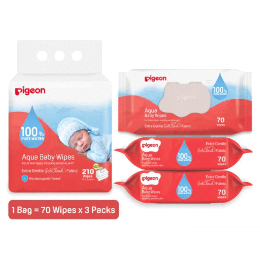 Pigeon Aqua Baby Wipes 70's 3 in 1