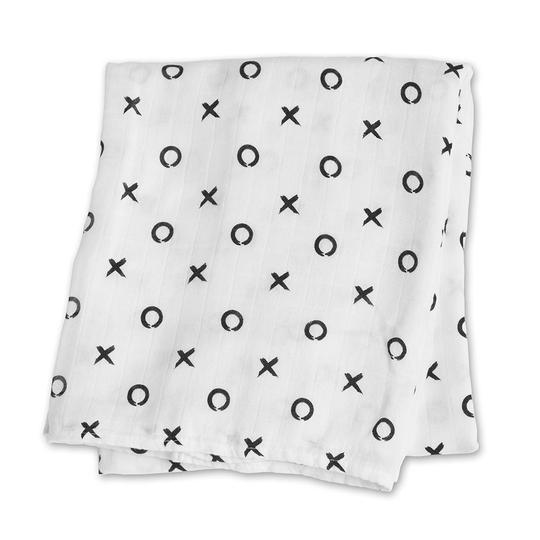 Lulujo Bamboo Muslin Swaddle Blanket - Black X & O