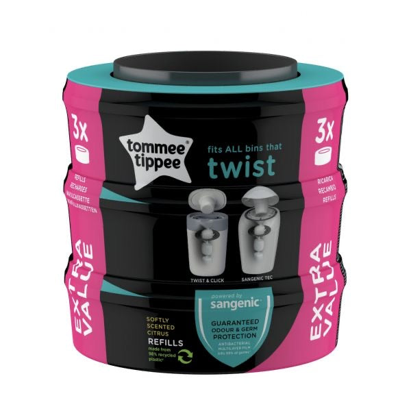 Tommee Tippee Twist & Click Nappy Bin Refil x 3