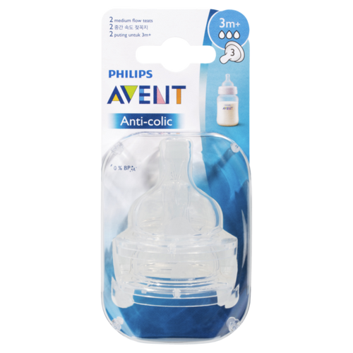 Avent Teat Silicone Med 3m+