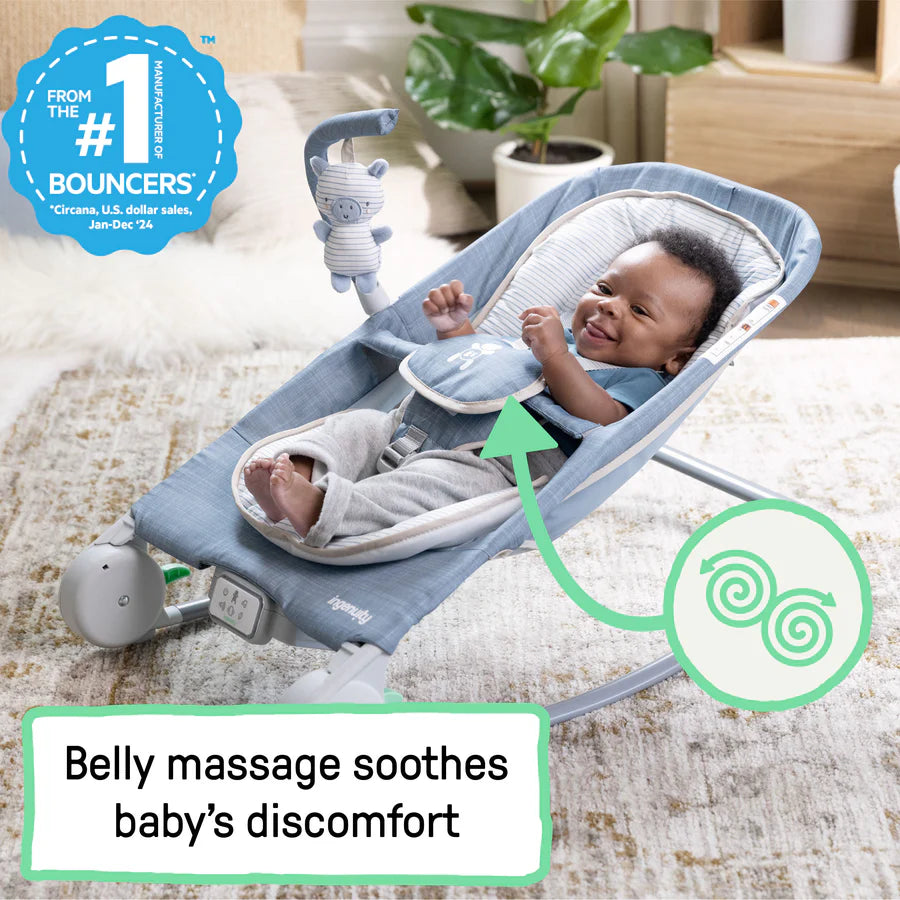 INGENUITY Happy Belly Rock-to-Bounce- Massage Seat - Chambray