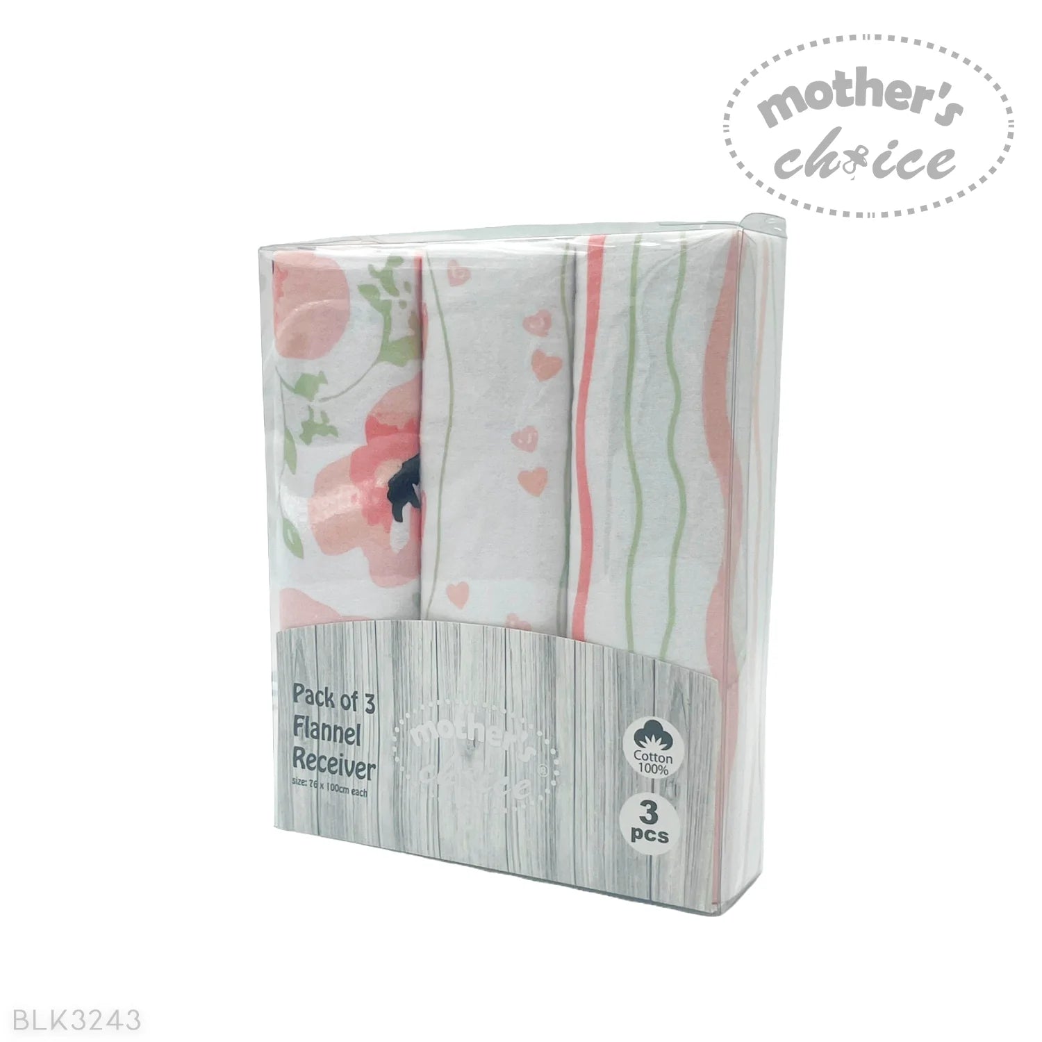 Mothers Choice 3 Pack Baby Flannel Receivers 100% Cotton-TULIPS