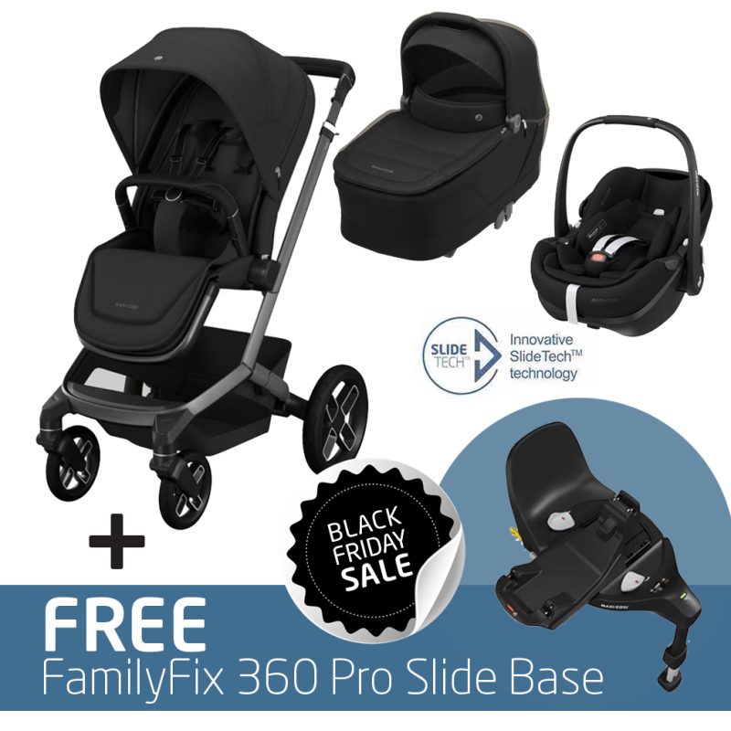 Fame Travel System: Fame Stroller + Fame Carrycot + Pebble 360 Pro Car Seat + FREE FamilyFix 360 Pro Slide Base