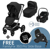 Fame Travel System: Fame Stroller + Fame Carrycot + Pebble 360 Pro Car Seat + FREE FamilyFix 360 Pro Slide Base