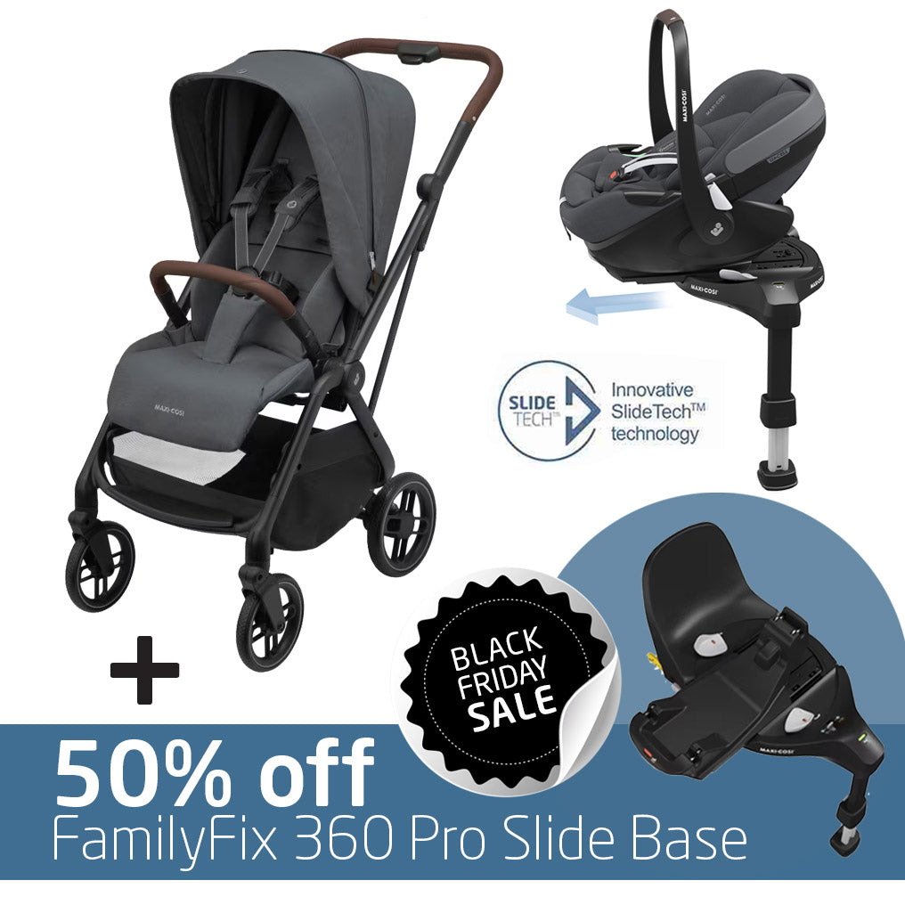 Leona² Travel System: Leona² Stroller + Pebble 360 Pro Car Seat + 50% OFF FamilyFix 360 Pro Slide Base