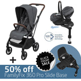 Leona² Travel System: Leona² Stroller + Pebble 360 Pro Car Seat + 50% OFF FamilyFix 360 Pro Slide Base