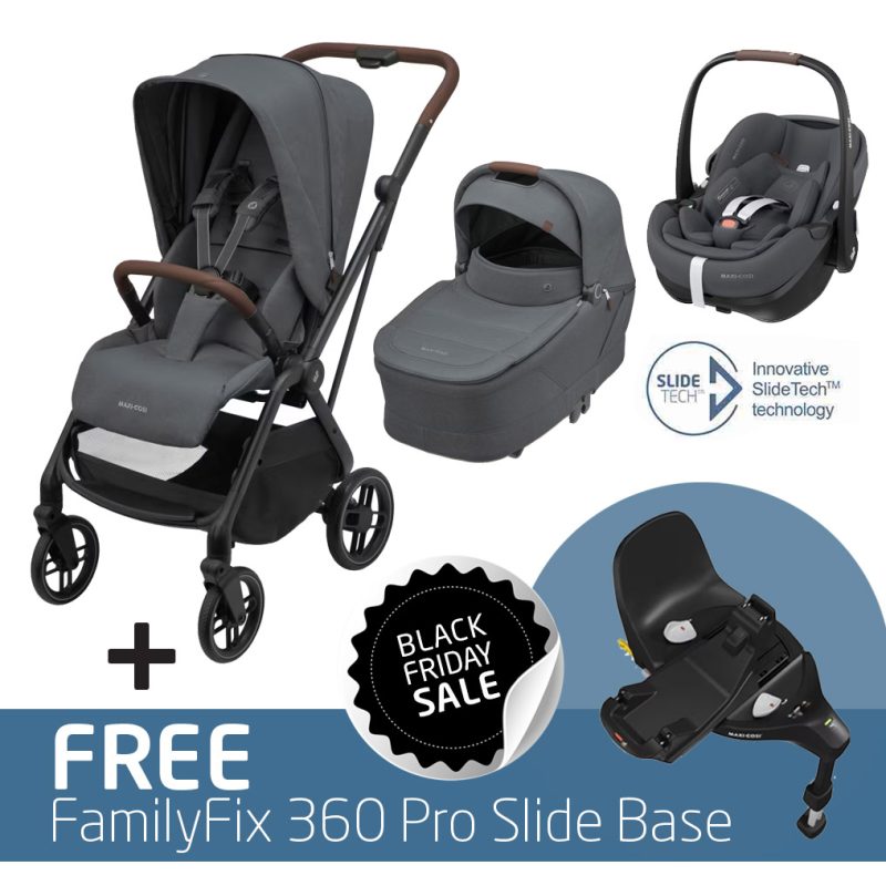 Leona² Travel System: Leona² Stroller + Sense Carrycot + Pebble 360 Pro Car Seat + FREE FamilyFix 360 Pro Slide Base