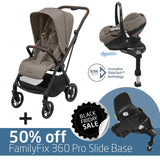 Leona² Travel System: Leona² Stroller + Pebble 360 Pro Car Seat + 50% OFF FamilyFix 360 Pro Slide Base