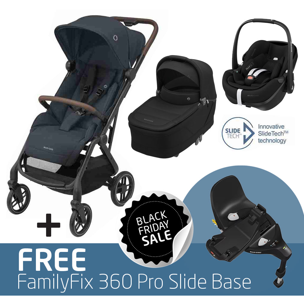 Soho Travel System: Soho Stroller + Sense Carrycot + Pebble 360 Pro Car Seat + FREE FamilyFix 360 Pro Slide Base