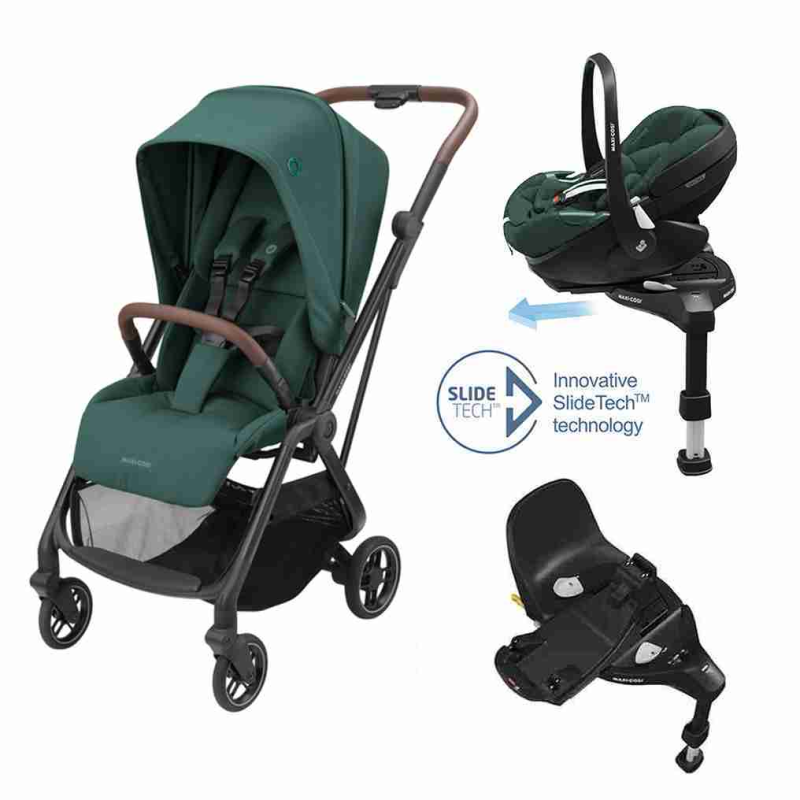 Maxi Cosi Leona² Travel System: Leona² Stroller + Pebble 360 Pro Car Seat + FamilyFix 360 Pro Slide Base