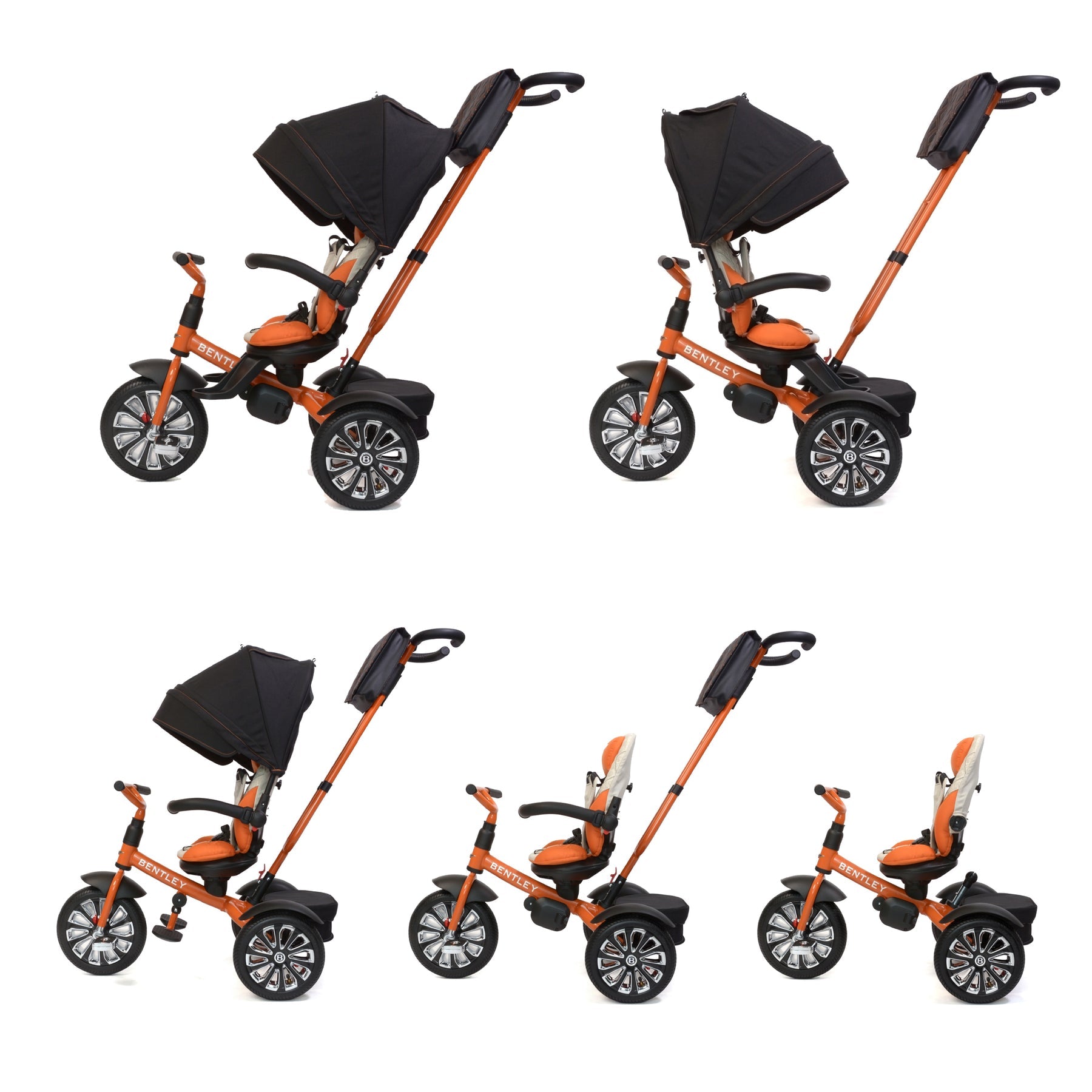 Bentley Mulliner Inspired -6 In 1 Stroller Trike-Mandarin