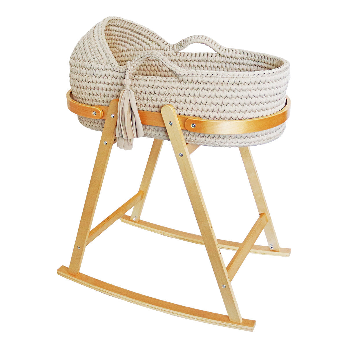 Snuggletime Deluxe Crochet Moses Basket Beige