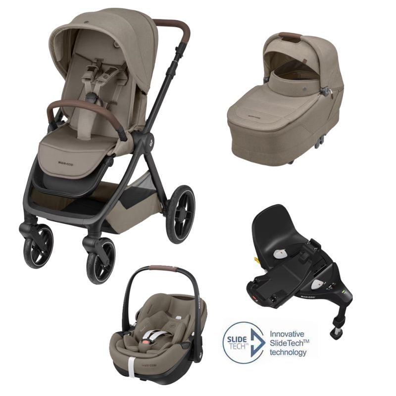 Maxi Cosi Oxford + Travel System: Oxford Stroller + Sense Carrycot + Pebble 360 Pro Car Seat + FamilyFix 360 Pro Slide Base