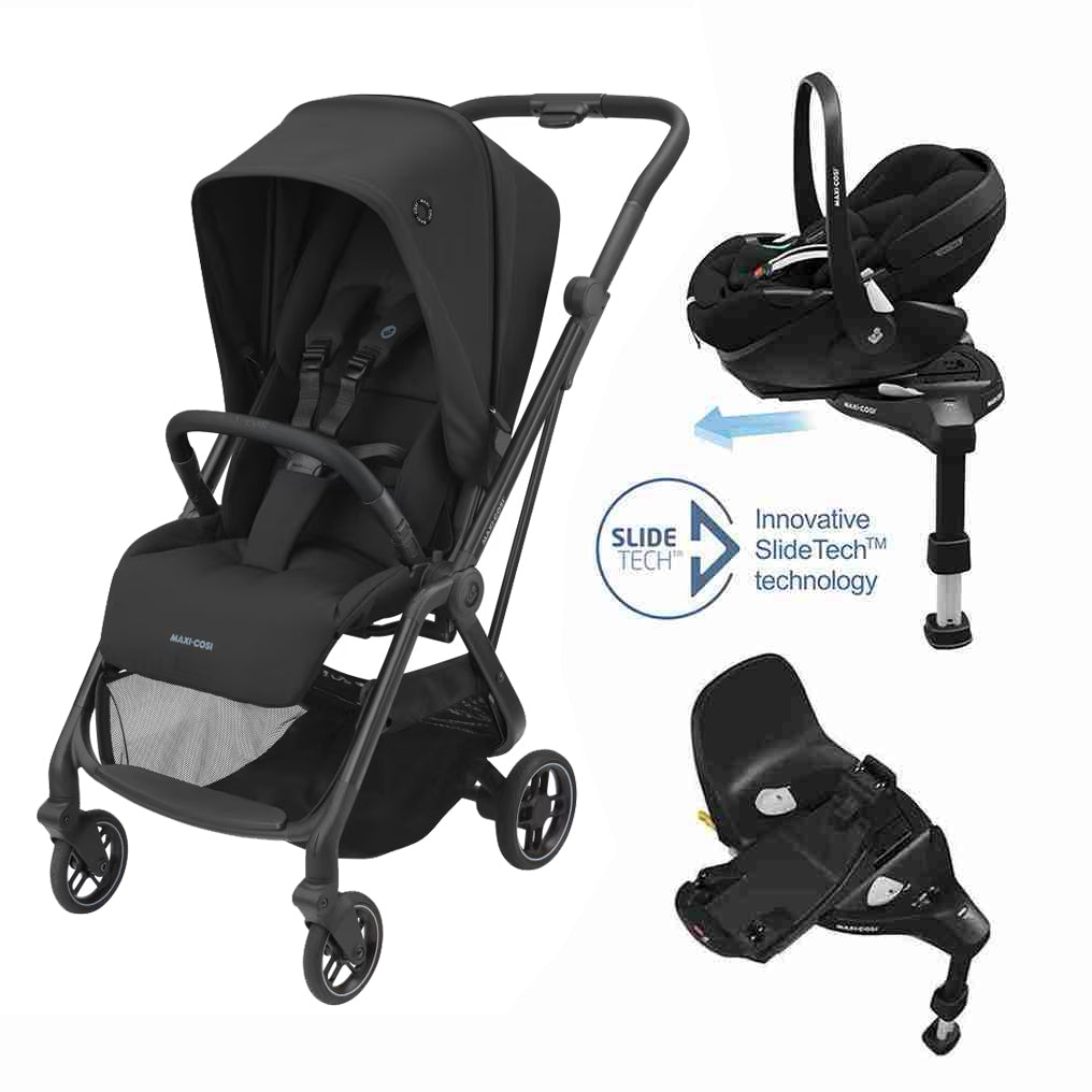 Maxi Cosi Leona² Travel System: Leona² Stroller + Pebble 360 Pro Car Seat + FamilyFix 360 Pro Slide Base