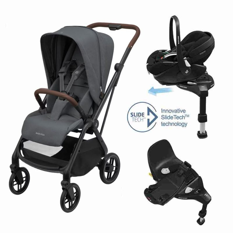Maxi Cosi Leona² Travel System: Leona² Stroller + Pebble 360 Pro Car Seat + FamilyFix 360 Pro Slide Base