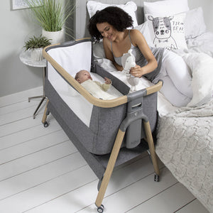 Tutti Bambini CoZee Air Bedside Crib - Oak & Charcoal