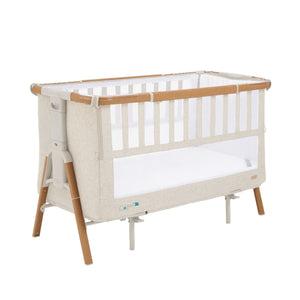 TUTTI BAMBINI Cozee XL Bedside Crib & Cot-Scandinavian Walnut & Ecru