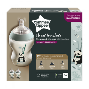 TOMMEE TIPPEE 260ML BOTTLE 2PK DECORATED 0M+