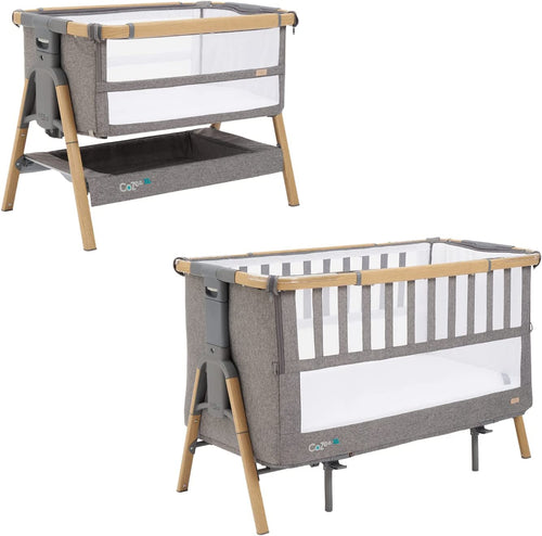 TUTTI BAMBINI Cozee XL Bedside Crib & Cot-Oak/Charcoal