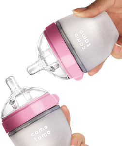 Comotomo Natural Feel Baby Bottle (150 ml, Pink, Pack of 2)