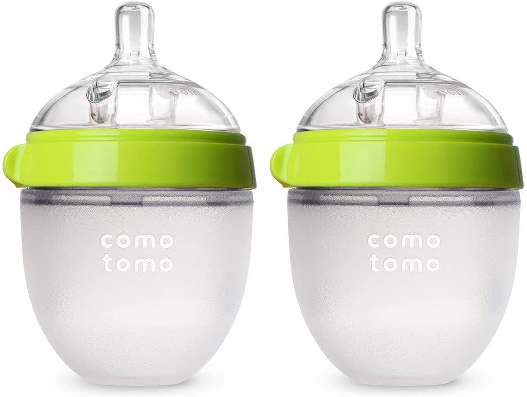 Comotomo Natural Feel Baby Bottle (150 ml, Green, Pack of 2)