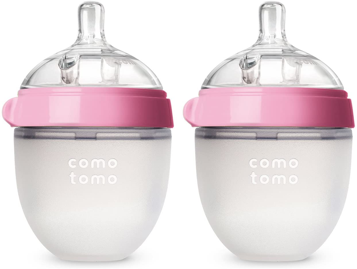 Comotomo Natural Feel Baby Bottle (150 ml, Pink, Pack of 2)