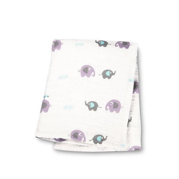 Lulujo Bamboo Muslin Swaddle Blanket - Elephants