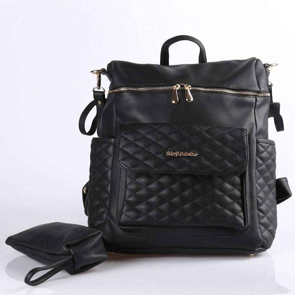 MY Collection West Leather Diaper Bag - Black