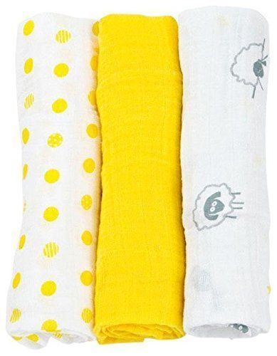 Lulujo Mini Muslin Blanket 3 Pack - Sunshine Yellow