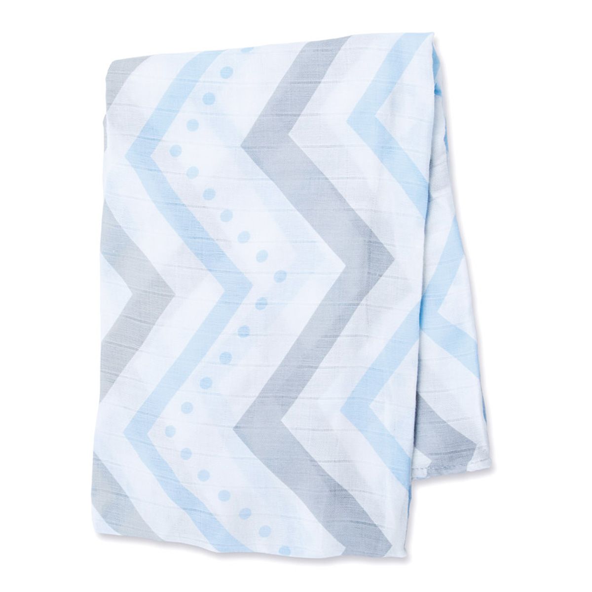 Lulujo Bamboo Muslin Swaddle Blanket - Blue Chevron